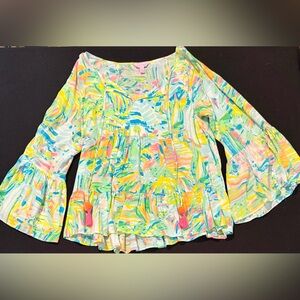 Lilly Pulitzer Amisa Tassel Top in Sea Salt and Sun Women's Size Small